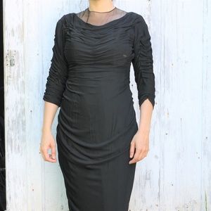 1930s Jay Thorpe Rouched Couture Evening Gown